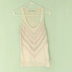 White Beaded Tank Top Size Medium